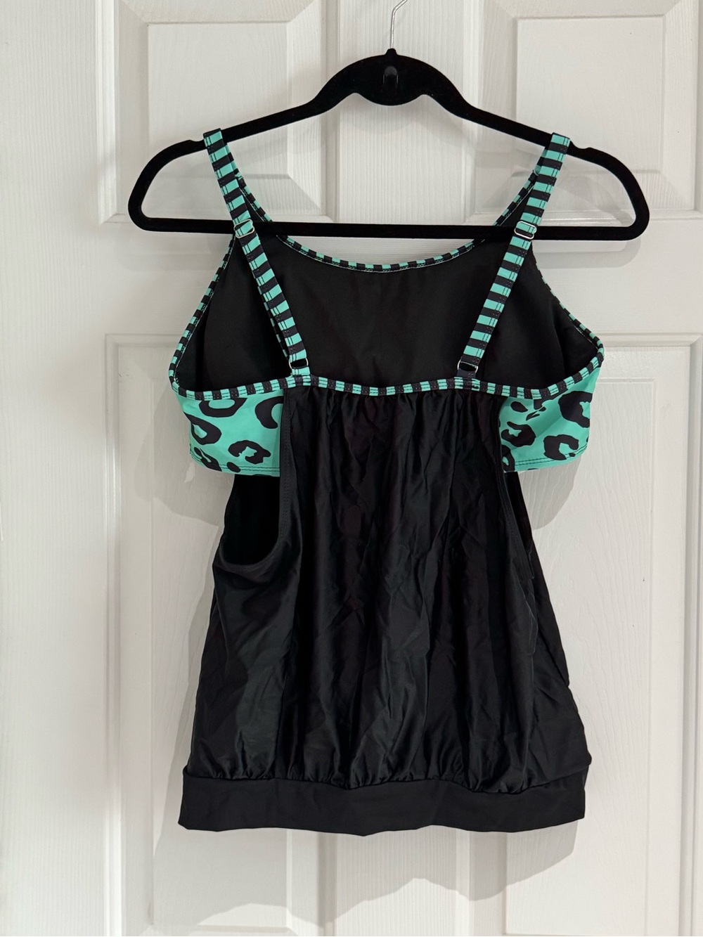 Women’s Black & Teal Leopard Tankini Swim Set - Picture 3 of 16